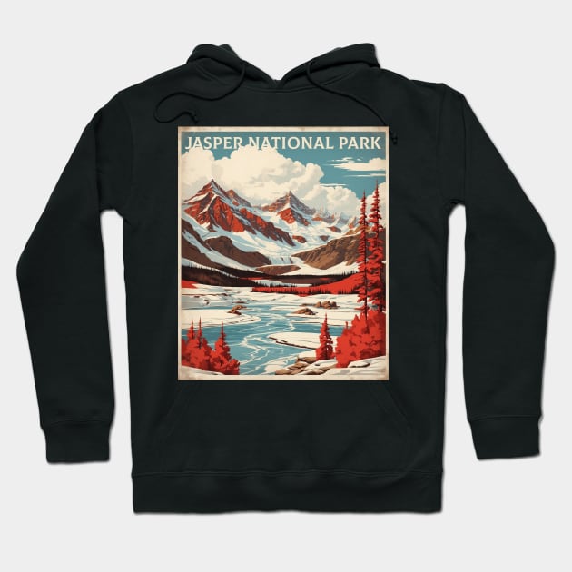 Jasper National Park Canada Vintage Poster Tourism Hoodie by TravelersGems